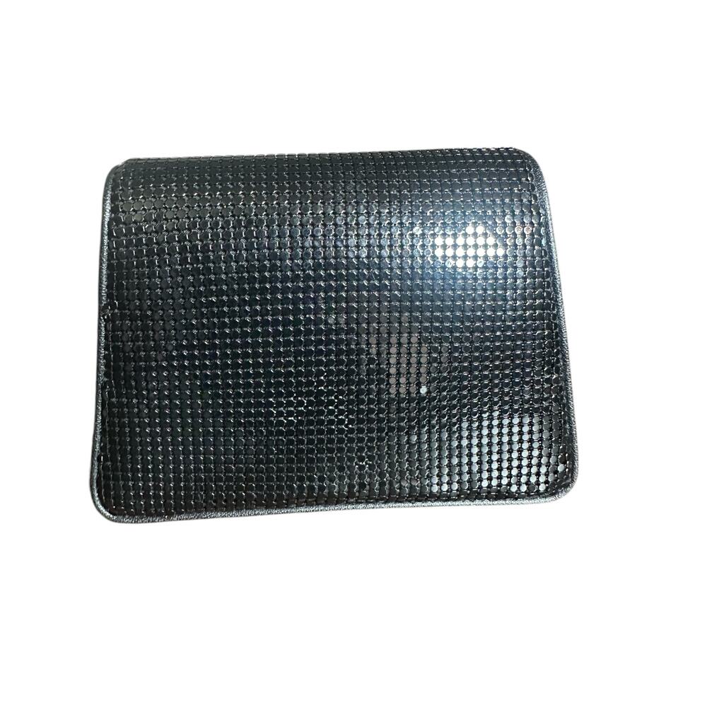 Vintage Whiting & Davis Purse Black Metal Mesh Flap Clutch Handbag chain strap - Picture 2 of 9